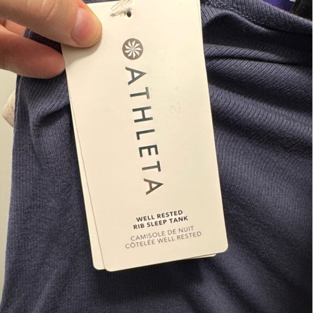 ATHLETA Well Rested Rib Sleep Blue Tank Top Size Small Stretch Modal Soft NEW - Picture 5 of 5